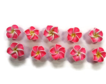 12 mm Polymer Clay Plumeria Flowers Set of 10 (MP4)