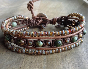 Bohemian bracelet womens jewelry gift for her boho chic bracelet rustic boho bracelet gemstone bracelet macrame bracelet earthy bracelet