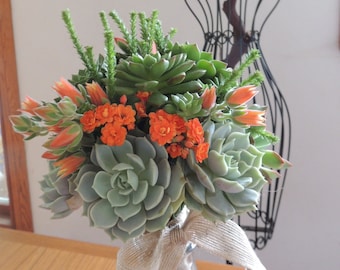 Succulent bouquet- orange, green bouquet