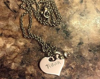 Name and Birthstone Necklace