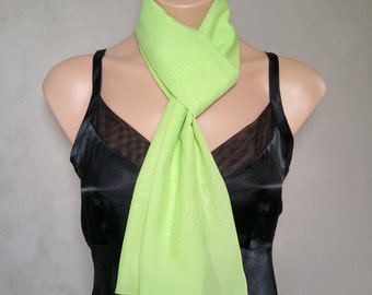 Green Scarf, Sheer Chiffon Scarf, Green Skinny Scarf, Daphne Scarf, Green Chiffon Scarf, Sheer Green Scarf, Skinny Scarf Green