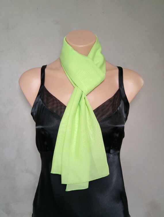Green Scarf, Sheer Chiffon Scarf, Green Skinny Scarf, Daphne Scarf, Green Chiffon Scarf, Sheer Green Scarf, Skinny Scarf Green