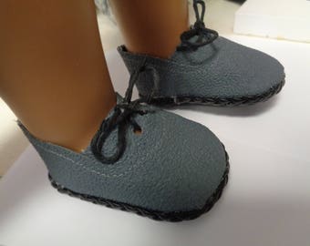 Smoky BlueGrey Oxfords-Doll Shoes Fits 18" American Girl and Boy Dolls-Logans Doll Shoes