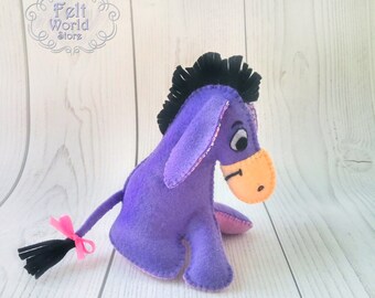 Little Donkey felt ornament cute Donkey toy felt decorations Nursery Donkey decor felt toy Donkey