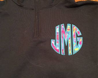 Monogram Sweatshirt, Monogram Sweatshirt, Quarter Zip Monogram Sweatshirt, Appliqué Sweatshirt