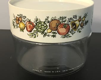 Vintage PYREX Glass Storage Container with Garden Designs