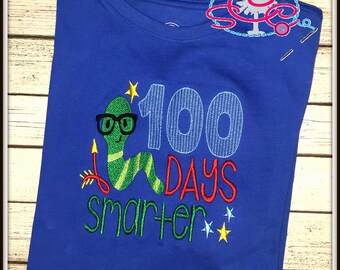 Bookworm 100 Days Smarter Shirt--Bookworm Shirt--100 Days of School Shirt--100 Days Smarter Shirt