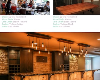 pendant light reclaimed wood chandelier grey rustic
