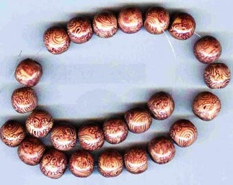 Lavender & Mauve Large Round Wood Beads 13MM UNIQUE 6 pcs