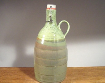 Ceramic Beer Growler , Handmade stoneware pottery flip top growler , 64oz Beer Growler for keeping that brew carbonated !