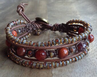 Fire agate,bohemian bracelet boho chic bracelet yoga womens jewelry boho chic jewelry gift for her boho bracelet earthy bracelet