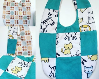 Quilted flannel reversible baby bib