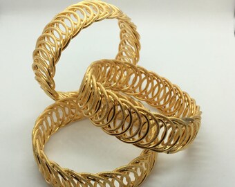 Raw Brass Solid Interlocking Wire Bangle—Soldered—3/4”wide —1pc