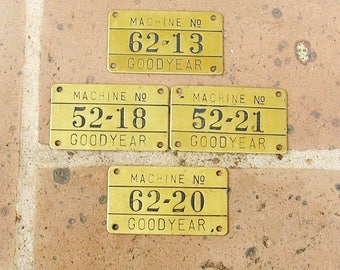 Vintage Brass Numbered Tag Vintage Goodyear Tag Vintage Brass Goodyear Tag DIY Jewelry Tag Steampunk Tag