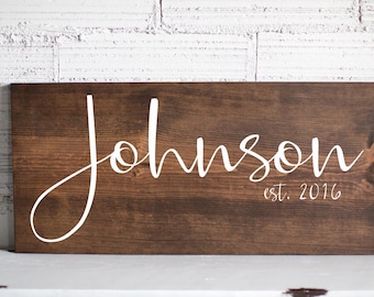 Wedding Gift Mothers Day Gift For Her | Last Name Sign | Family Name Wood Sign | Anniversary Custom Gift Wedding Established Wood Sign