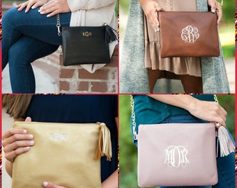 Leather Purse, Monogram Purse, Monogram Leather Wristlet, Monogram Leather Crossbody, Monogrammed Clutch, Bridesmaid Gift, Vegan Leather