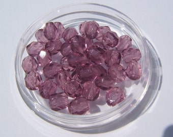 100 - Faceted 4mm Amethyst Czech Glass Beads
