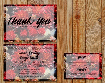Red Succulent Wedding Invitation Suite - Custom Digital File