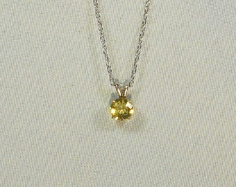Citrine Round Sterling Silver Pendant Necklace