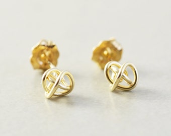 Gold Knot Posts, Knotted Jewelry, 6mm Metallic Studs, Love Knots, Bridesmaid Gift
