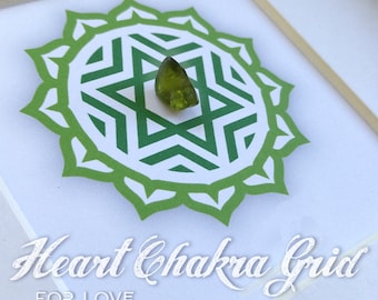 Crystal Grid. Peridot. Heart Chakra. Angel healing. Love grid. Chakra art. Archangel Raphael. Heart chakra. Crystals Love. Green crystals