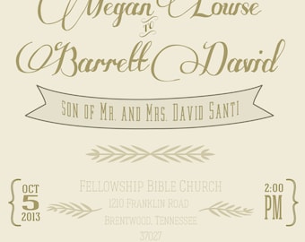 Custom Wedding Invitation - "BRENTWOOD" (Clean Vintage)