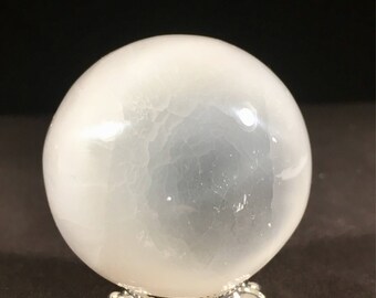 Serene Selenite sphere orb crystal ball E1800257