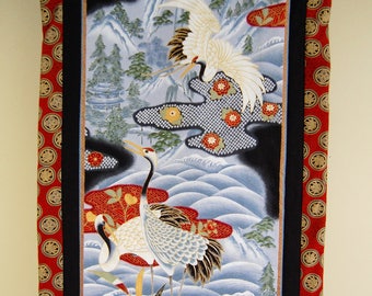 Cranes Wallhanging, Asian Decor