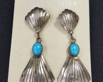 Sterling Silver Dangle earrings Sleeping Beauty Vintage