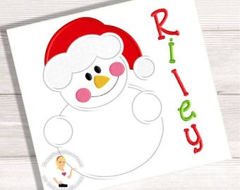 Snowman Santa Embroidery Applique - 3 Sizes - Instant EMAIL With Download - for Embroidery Machines