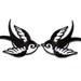 Embroidered Animal Pair Bird Patch Appliques Iron on Patches Sew on Patch - White Tattoo Swallow Sparrow Pair BS-121