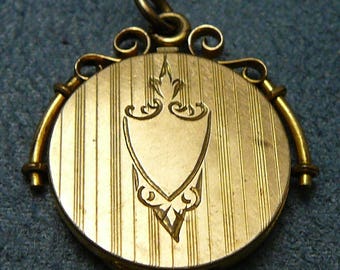 Victorian Locket Gold Filled Blank Monogram Crest Vintage Pendant