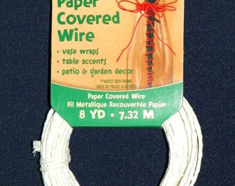 WHITE PAPER WIRE ~ 24 Feet of Wire Covered with Thick White Paper, Perfect for Crowns, Flower Girl Hand bands, Floral Wraps