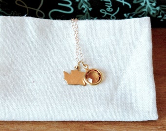 Tiny Washington Birthstone Necklace