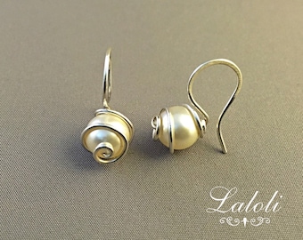 White pearl earrings handcrafted, art jewelry earrings, classic earrings, goldsmiths jewelry earrings, Silver stylish earrings, Fun jewelry