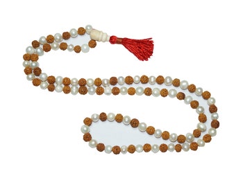 Buddhist Mala Beads Clearing Energies Moon Pearl Rudraksha Goodvibes Spiritual Necklace