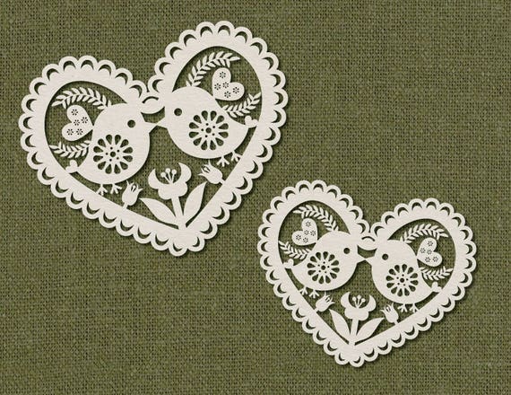 Download Birds Template for Laser Cutting. Tulip Lace Heart SVG