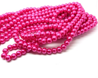 Set of 20 8mm Fuchsia glass beads