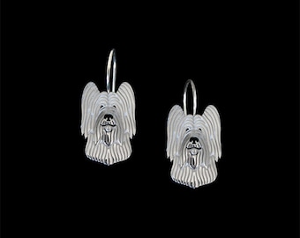 Briard (cropped ears) earrings - sterling silver.