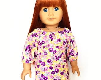 Mini Skirt, Floral, Flowers, Yellow, Purple, Pink, White, Fits dolls such as American Girl, 18 inch Doll Clothes