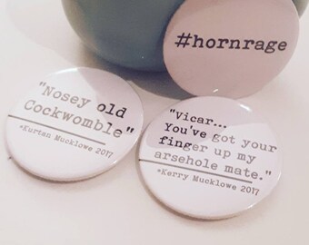 Set of 3 This Country badges, This Country BBC3, Kerry and Kurtan Mucklowe, tv show badges, life in the country/cotswolds Horn rage