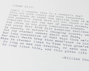 Real Typewriter – Any Shakespeare Sonnet