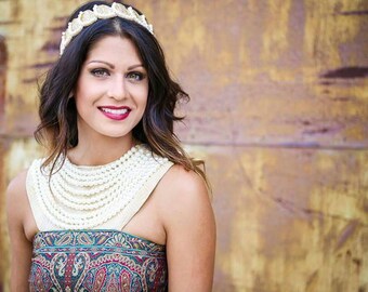 Gold and pearl head wreath