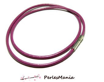 10 necklace FUCHSIA 2.5 mm 2G 7508 shutting leather tube