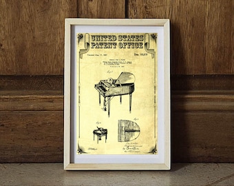 Wurlitzer Piano Patent, Patent Print, Wall Decor, Music Poster, Musical Instrument Patent, Piano Patent, Wurlitzer Patent