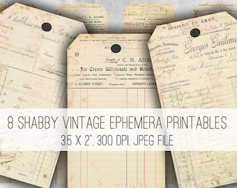 Vintage Ephemera Tags Digital Collage Sheet Download - 1022 - Digital Paper - Instant Download Printables