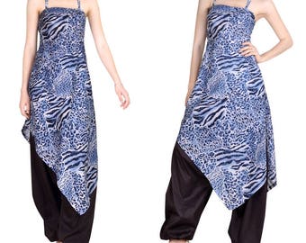 Bustier (M110) printed cotton long tunic dress