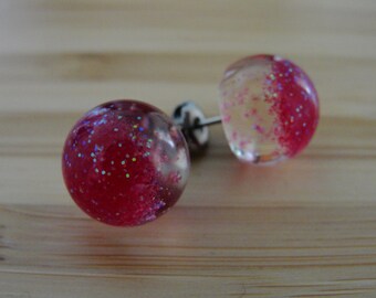 Fine Fuchsia Glitter Earrings