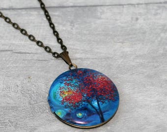 Tree Locket Necklace, Woodland Forest Necklace