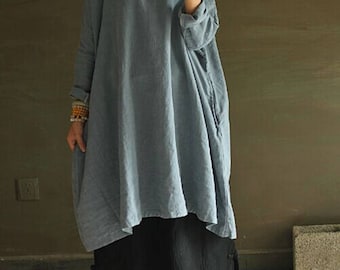 Loose Fitting Linen Shirt Blouse for Women - Women Clothing
